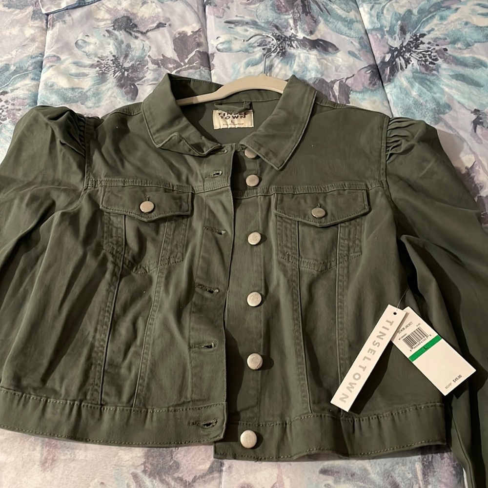 Olive green denim jacket